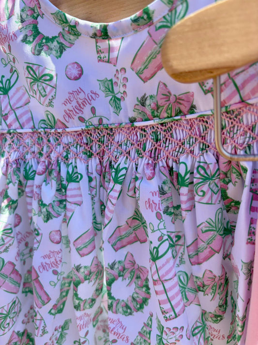 READY TO SHIP | PINK CHRISTMAS SMOCK PANT SET
