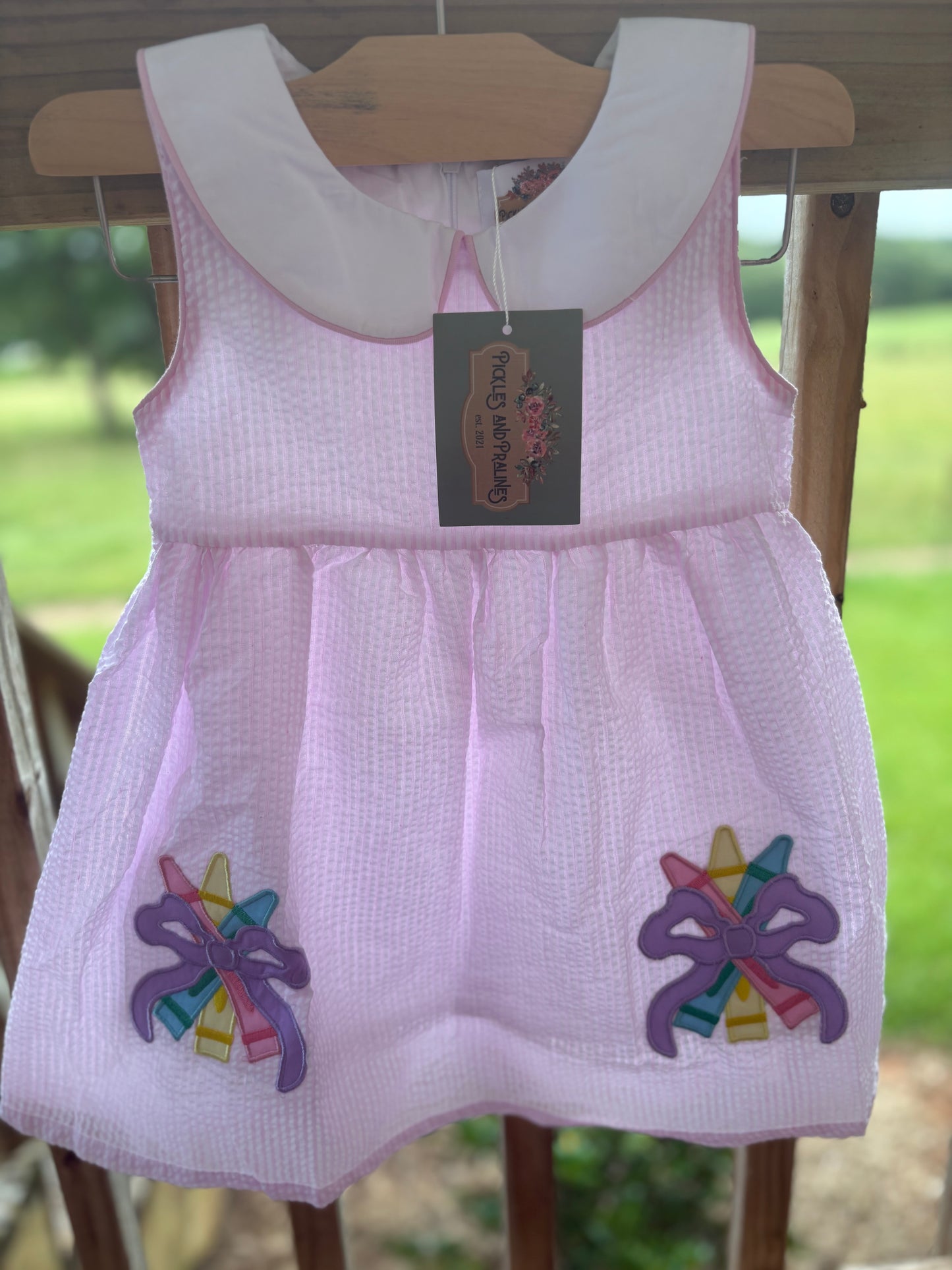READY TO SHIP | PINK SEERSUCKER CRAYON CUTIES