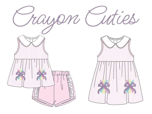 READY TO SHIP | PINK SEERSUCKER CRAYON CUTIES