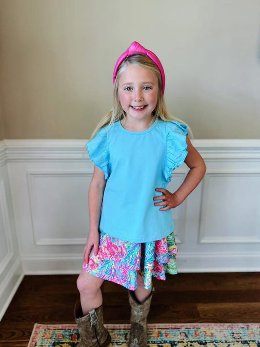 READY TO SHIP | AQUA SKORT SET