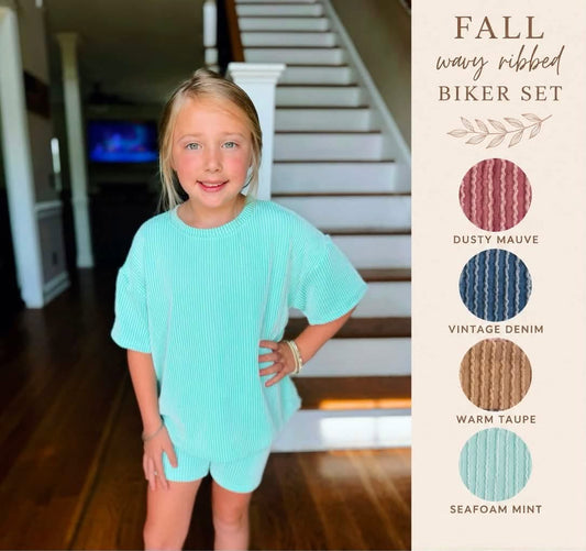 PREORDER | FALL WAVY RIBBED BIKER SET