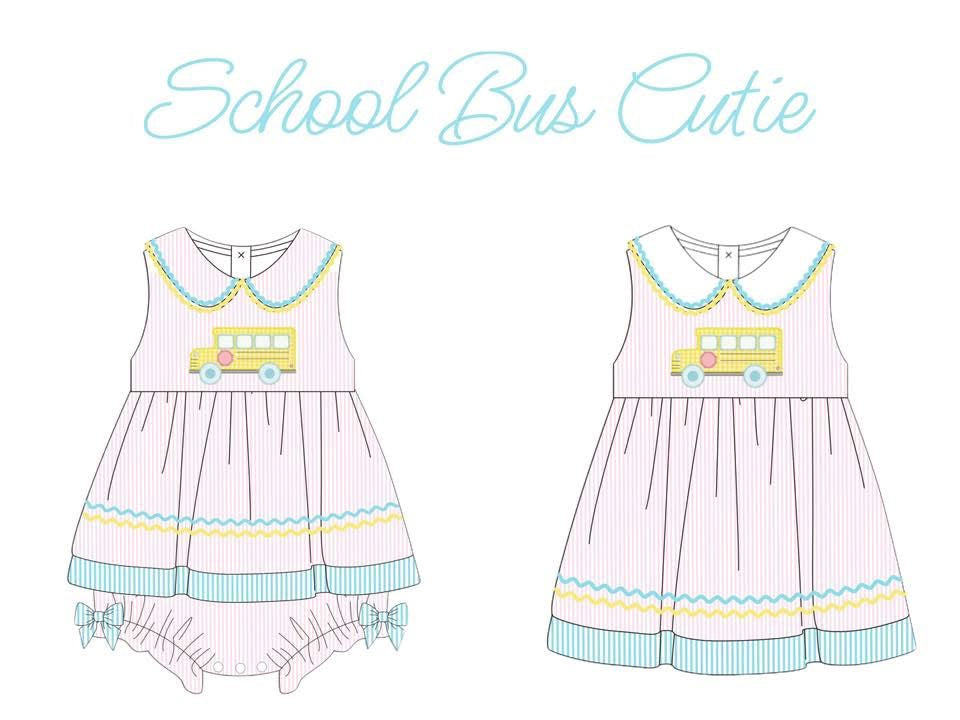 READY TO SHIP | SCHOOL BUS CUTIE SEERSUCKER AND RIC RAC