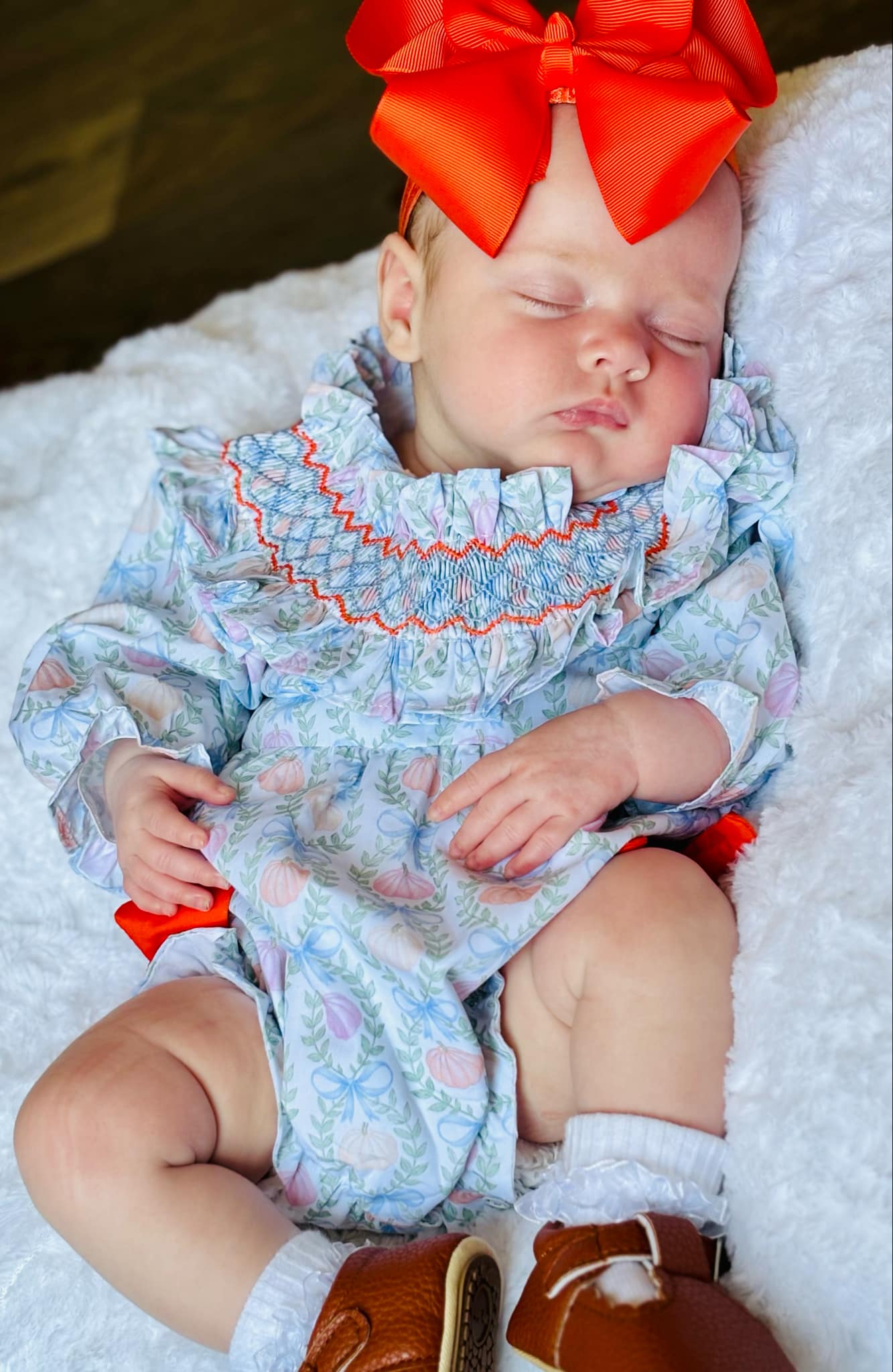 READY TO SHIP | TRELLIS PUMPKIN HAND SMOCKED
