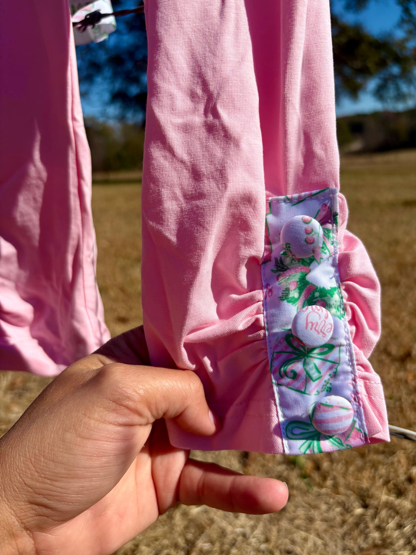 READY TO SHIP | PINK CHRISTMAS SMOCK PANT SET